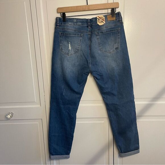 👖- DENIM BLVD Size 13 Distressed/ripped mid-rise / Girlfriend Jeans - Picture 6 of 15